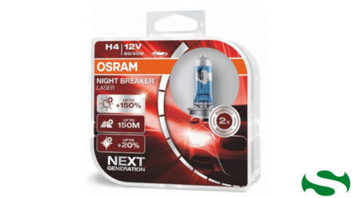COPPIA LAMPADE OSRAM 12V H4 60/55W P43t NIGHT BREAKER LASER +150%