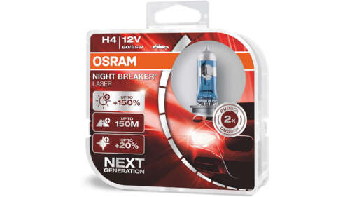 Coppia-Kit 2 Lampade Osram 12v H4 60/55w p43t Night Breaker Laser +150%